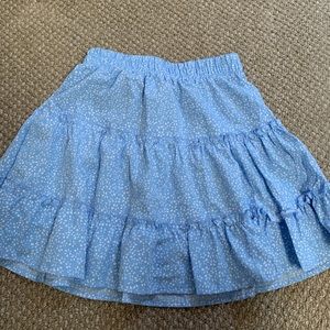 Blue and white patterned skirt
